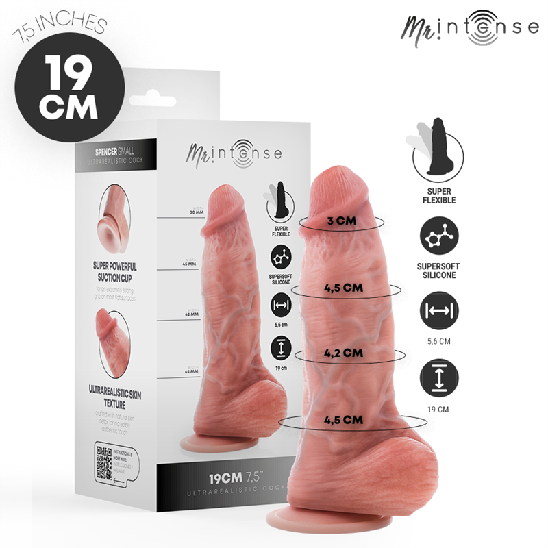 MR INTENSE - SMALL SPENCER DILDO SILICONA 19 CM -Ø- 4.5 CM