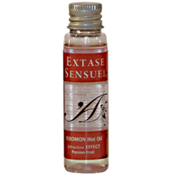 EXTASE SENSUAL - ACEITE MASAJE EFECTO CALOR CON FEROMONAS FRUTA DE LA PASION VIAJE 35 ML