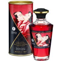 SHUNGA - ACEITE MASAJE EFECTO CALOR SABOR INTENSO CEREZA 100 ML