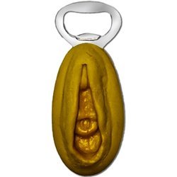 DIABLO PICANTE - ABRIDOR PLATEADO CON FORMA VAGINA DORADA