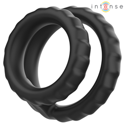 INTENSE - DEWEY ANILLO DOBLE PARA PENE SILICONA NEGRO MODELO 2
