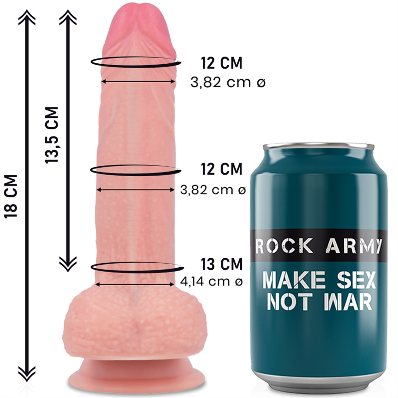 ROCKARMY - MUSTANG DILDO REALÍSTICO LIQUID SILICONE 18 CM -O- 4.14 CM
