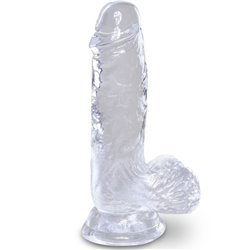 KING COCK - CLEAR PENE REALÍSTICO CON TESTÍCULOS 10.1 CM TRANSPARENTE
