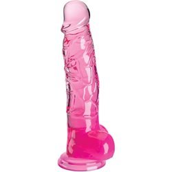 KING COCK - CLEAR PENE REALÍSTICO CON TESTÍCULOS 16.5 CM ROSA