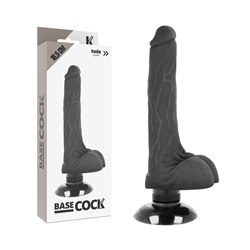 BASECOCK - VIBRADOR REALÍSTICO 2-1 NEGRO 18.5 CM -O- 4 CM