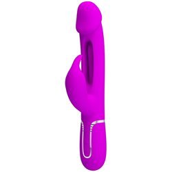 PRETTY LOVE - KAMPAS VIBRADOR RABBIT 3 EN 1 MULTIFUNCIÓN CON LENGUA FUCSIA