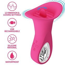 PRETTY LOVE - CLYDE VIBRADOR ORAL LENGUA VIBRADORA 12 VIBRACIONES ROSA