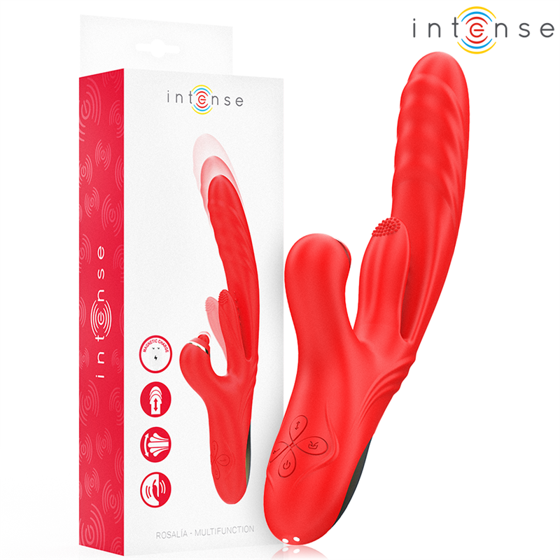 INTENSE - ROSALIA VIBRADOR MULTIFUNCIÓN 3 EN 1 ROJO