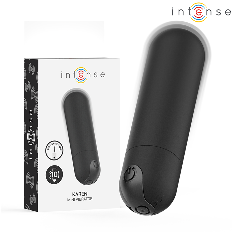 INTENSE - KAREN MINI BALA VIBRADORA 10 MODOS RECARGABLE NEGRO