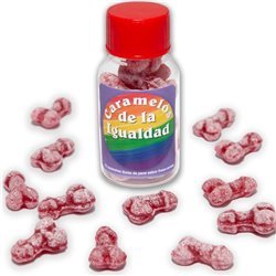 DIABLO PICANTE - 12 CARAMELOS DE LA IGUALDAD FORMA PENE FRESA/CEREZA