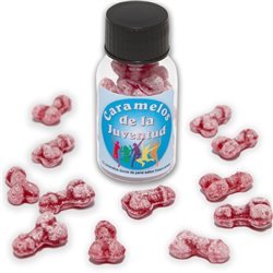 DIABLO PICANTE - 12 CARAMELOS DE LA JUVENTUD FORMA PENE FRESA/CEREZA