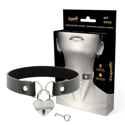 COQUETTE CHIC DESIRE - COLLAR CUERO VEGANO ACCESORIO CORAZÓN CON LLAVE