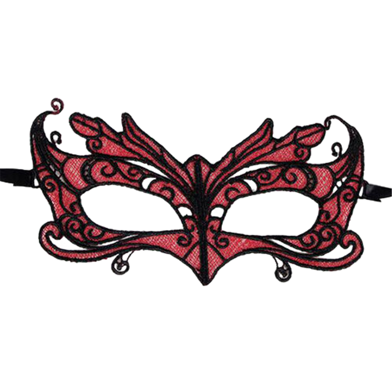 QUEEN LINGERIE - ANTIFAZ DE ENCAJE DETALLES ROJO