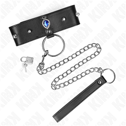 KINK - COLLAR CON CORREA 65 CM CON DIAMANTES AZULES AJUSTABLE 36-43 CM X 5 CM