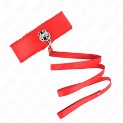 KINK - COLLAR CON CORREA 116 CM CON TACHUELAS PLATEADAS MODELO 4 ROJO AJUSTABLE 40-48 CM X 6 CM