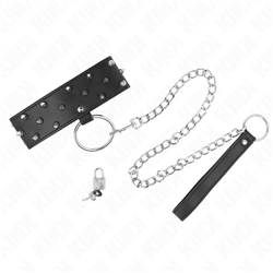KINK - COLLAR CON CORREA 65 CM CON TACHUELAS PLATEADAS MODELO 5 AJUSTABLE 36-43 CM X 5 CM