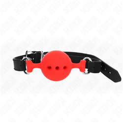 KINK - MORDAZA 55 x 2 CM DE BOLA 4.5 CM DE SILICONA COMPLETA TALLA M ROJO AJUSTABLE 35-51 CM