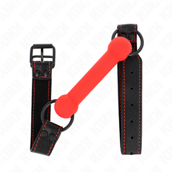 KINK - MORDAZA FORMA DE HUESO CON CORREA POLIPIEL ROJO AJUSTABLE 41-57 CM