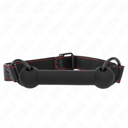 KINK - MORDAZA FORMA DE HUESO CON CORREA POLIPIEL NEGRO AJUSTABLE 41-57 CM