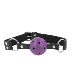 KINK - MORDAZA DE BOLA 4 CM TRANSPIRABLE CON DOBLE REMACHE MORADO 62 x 2.5 CM AJUSTABLE 42-58 CM