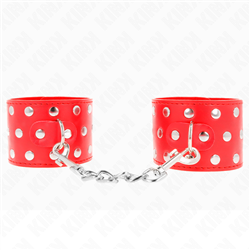 KINK - MUÑEQUERAS CON CIERRE A PRESIÓN LLENO DE TACHUELAS AJUSTABLE ROJO 19-24 CM X 5.5 CM