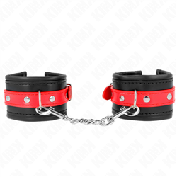 KINK - MUÑEQUERAS NEGRO CON CORREA ROJO AJUSTABLE 17-28 CM X 6 CM