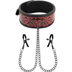BEGME - RED EDITION COLLAR CON CADENAS Y PINZAS PEZONES CON FORRO DE NEOPRENO