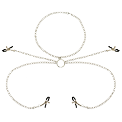 OHMAMA FETISH - 4 PINZAS PEZONES CON COLLAR DE CADENAS