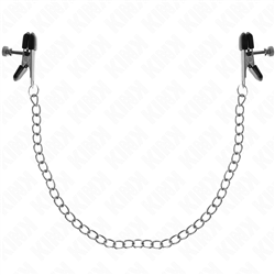 KINK - PINZAS PARA PEZONES PLANAS NEGRO CON CADENA PLATEADO 34 CM