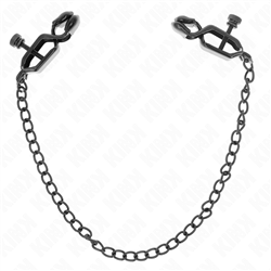 KINK - PINZAS PARA PEZONES PLANAS NEGRO CON CADENA NEGRO 30 CM