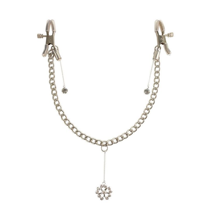 FETISH FANTASY SERIES - PINZAS CON CADENA PARA PEZONES TRÉBOL