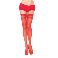 LEG AVENUE - MEDIAS ROJAS CON ENCAJE AUTOADHESIVAS