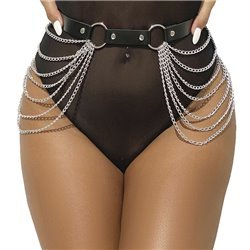 SUBBLIME - CINTURÓN DE CADENAS CUERO NEGRO TALLA ÚNICA