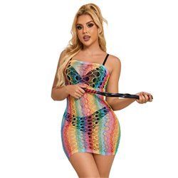 SUBBLIME - 952365 VESTIDO DE REJILLA HOMBROS DESCUBIERTOS ARCOIRIS TALLA ÚNICA