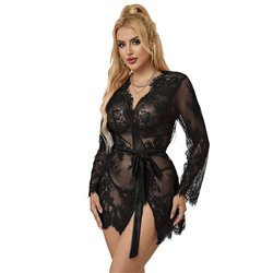 SUBBLIME - 953768 CAMISÓN DE ENCAJE + TANGA NEGRO L/XL