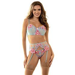 SUBBLIME - 957643 CONJUNTO SUJETADOR Y LIGUERO CON BORDADOS DE FLORES ROSAS S/M