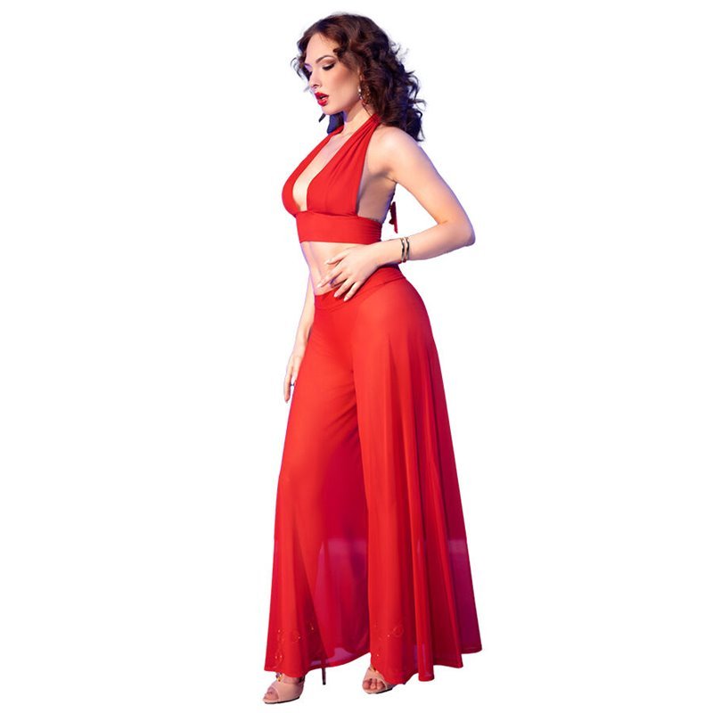 CHILIROSE - CR  4857 SET TOP Y PANTALONES ROJO TALLA XL