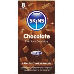 SKINS - PRESERVATIVOS PREMIUM SABOR CHOCOLATE PACK 8