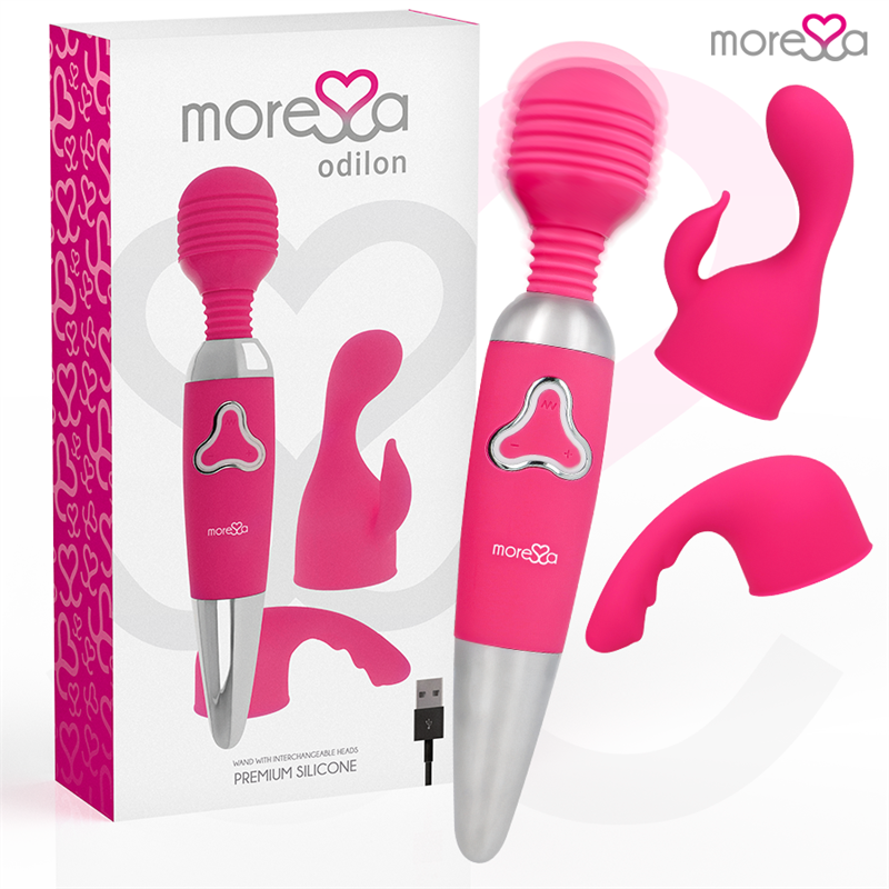 MORESSA - ODILON WAND POTENTE MOTOR MAS DOS CABEZALES PREMIUM SILICONE RECARGABLE
